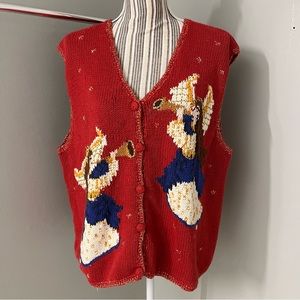 Hasting & Smith Womens Red Christmas Angels Holiday Festive Sweater Vest Size XL